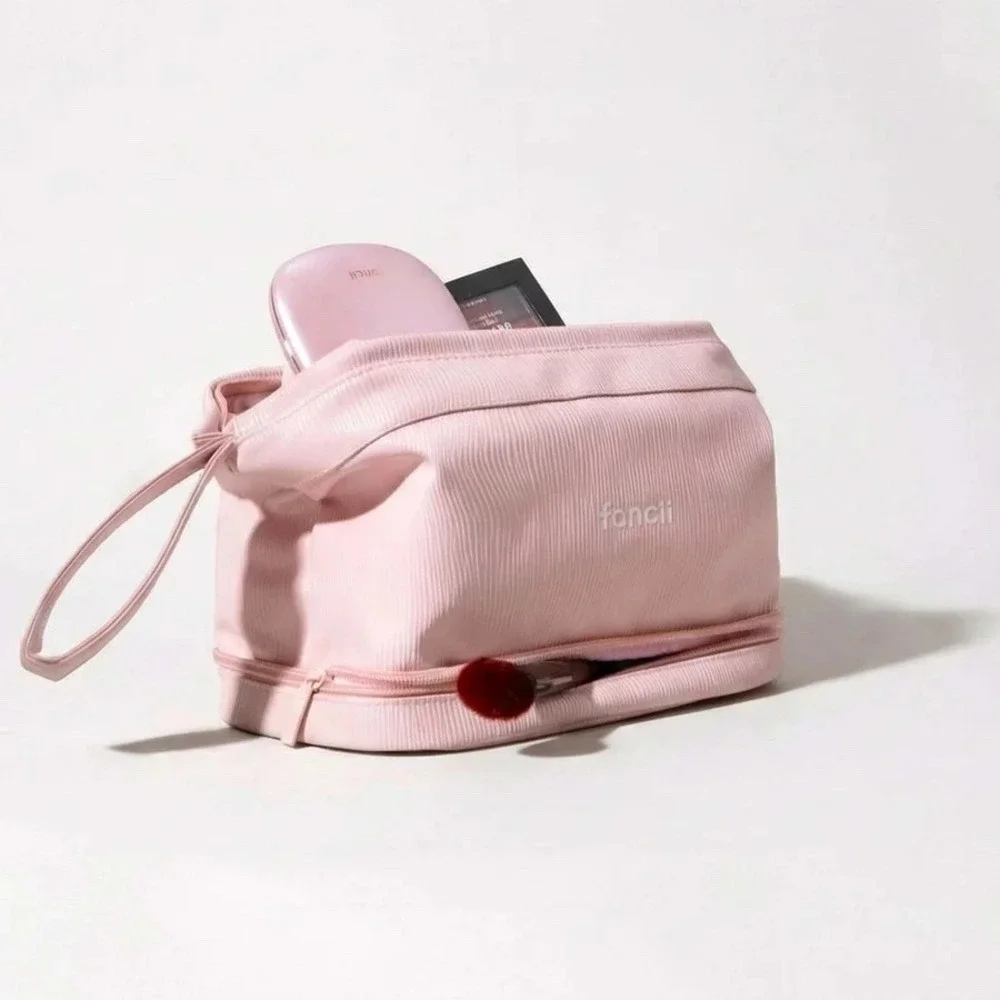 fancii Macy Makeup Bag Pink Vegan Leather Travel Cosmetic Case NWT